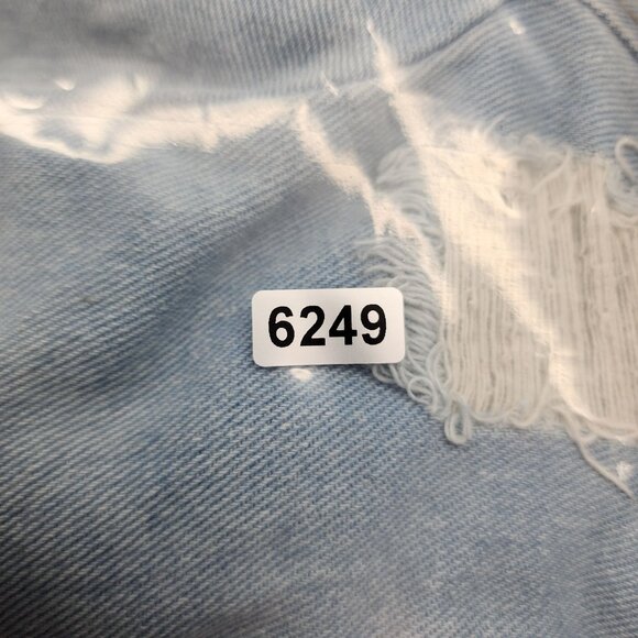 Womens BBJ Distressed Blue Denim Crop Jacket Studded Cuffs Full Zip Size S - Picture 11 of 11